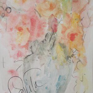 Original collectable "Timeless Floral" watercolor painting, Texas Artist Davila